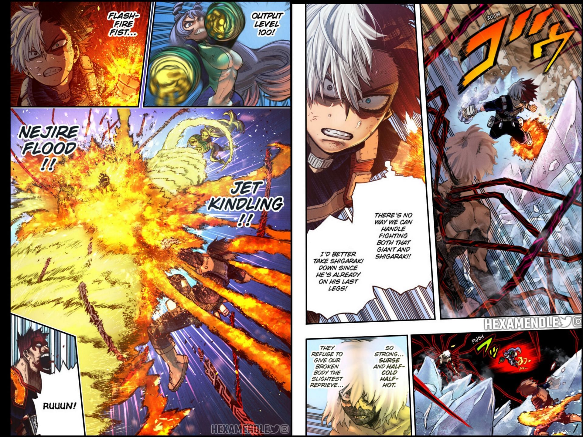 Shoto uses Jet Kindling against Shigaraki (Image via Shueisha, colored by HEXAMENDLE)