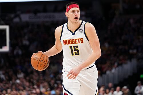 Nikola Jokic in action during the Memphis Grizzlies v Denver Nuggets game