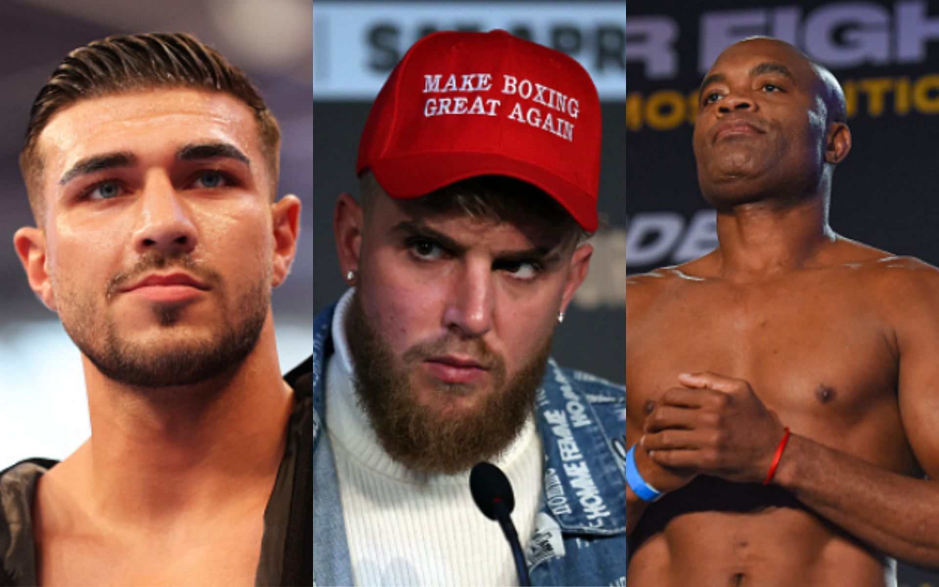 Tommy Fury (left); Jake Paul (center); Anderson Silva (right)