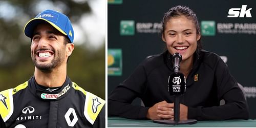 Daniel Ricciardo (L) and Emma Raducanu