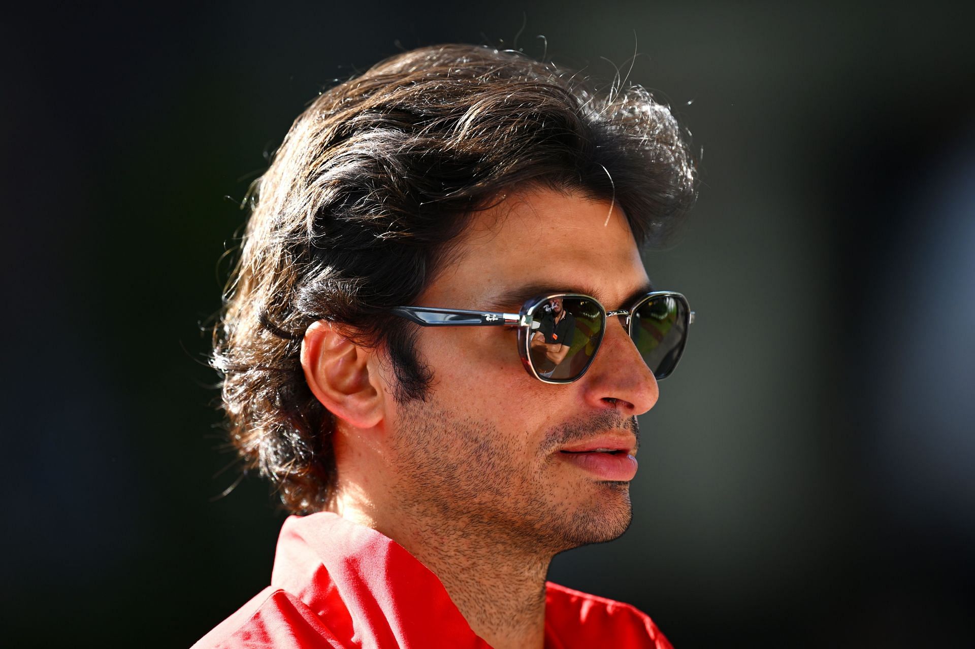 Carlos Sainz in the Paddock before practice ahead of the F1 Grand Prix of Australia (Photo by Clive Mason/Getty Images)