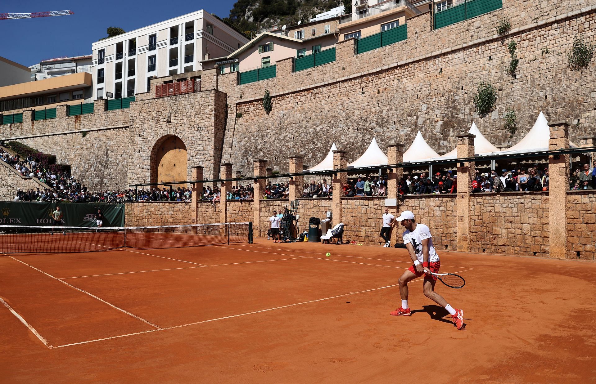 Novak Djokovic practicing ahead of Monte-Carlo Masters