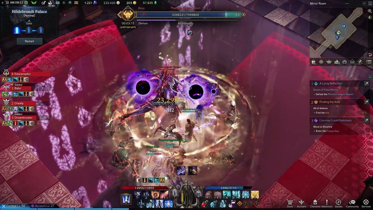 A team battles the Phantom Legion Queen in Lost Ark (Image via Smilegate)