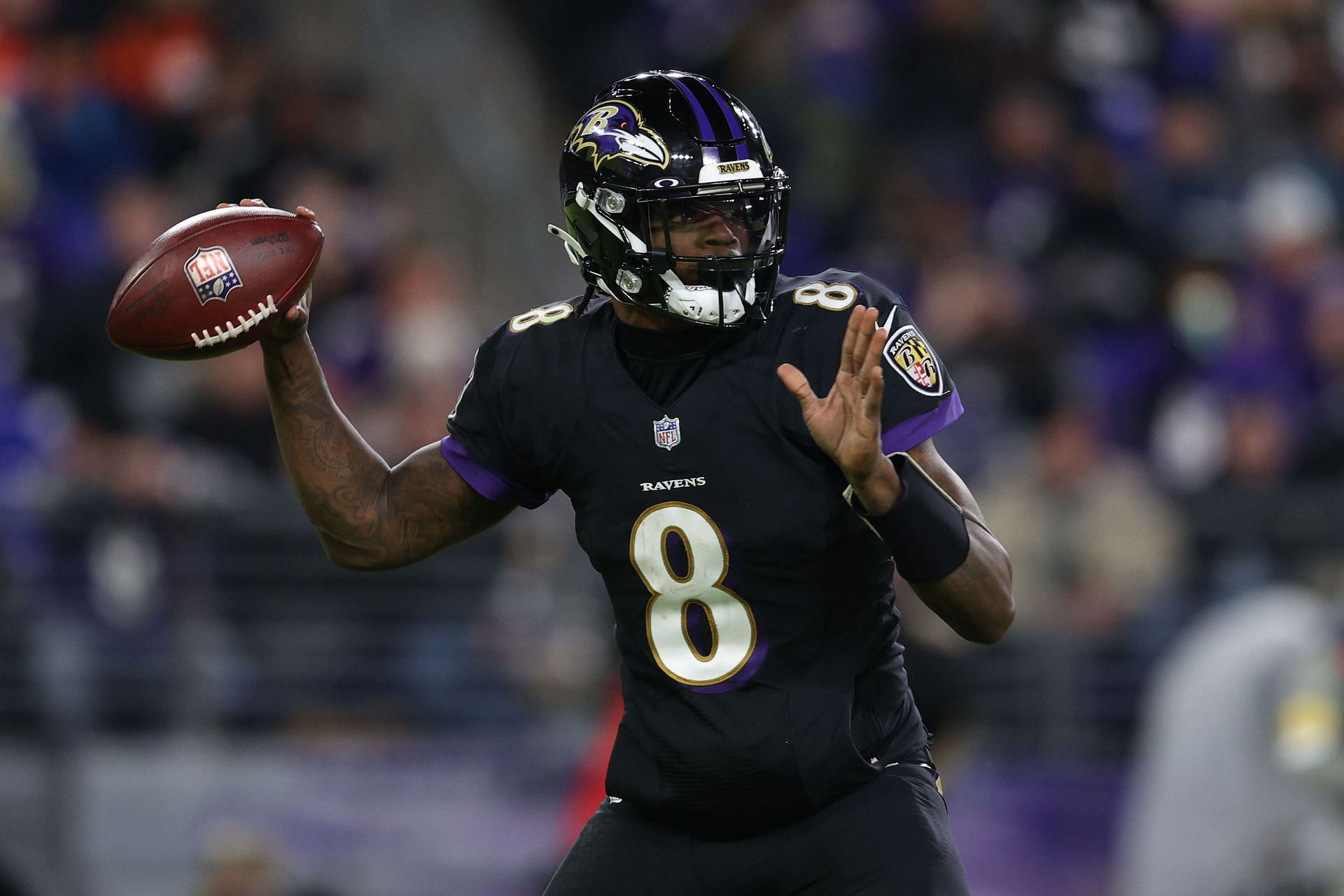 Lamar Jackson in action for the Baltimore Ravens.