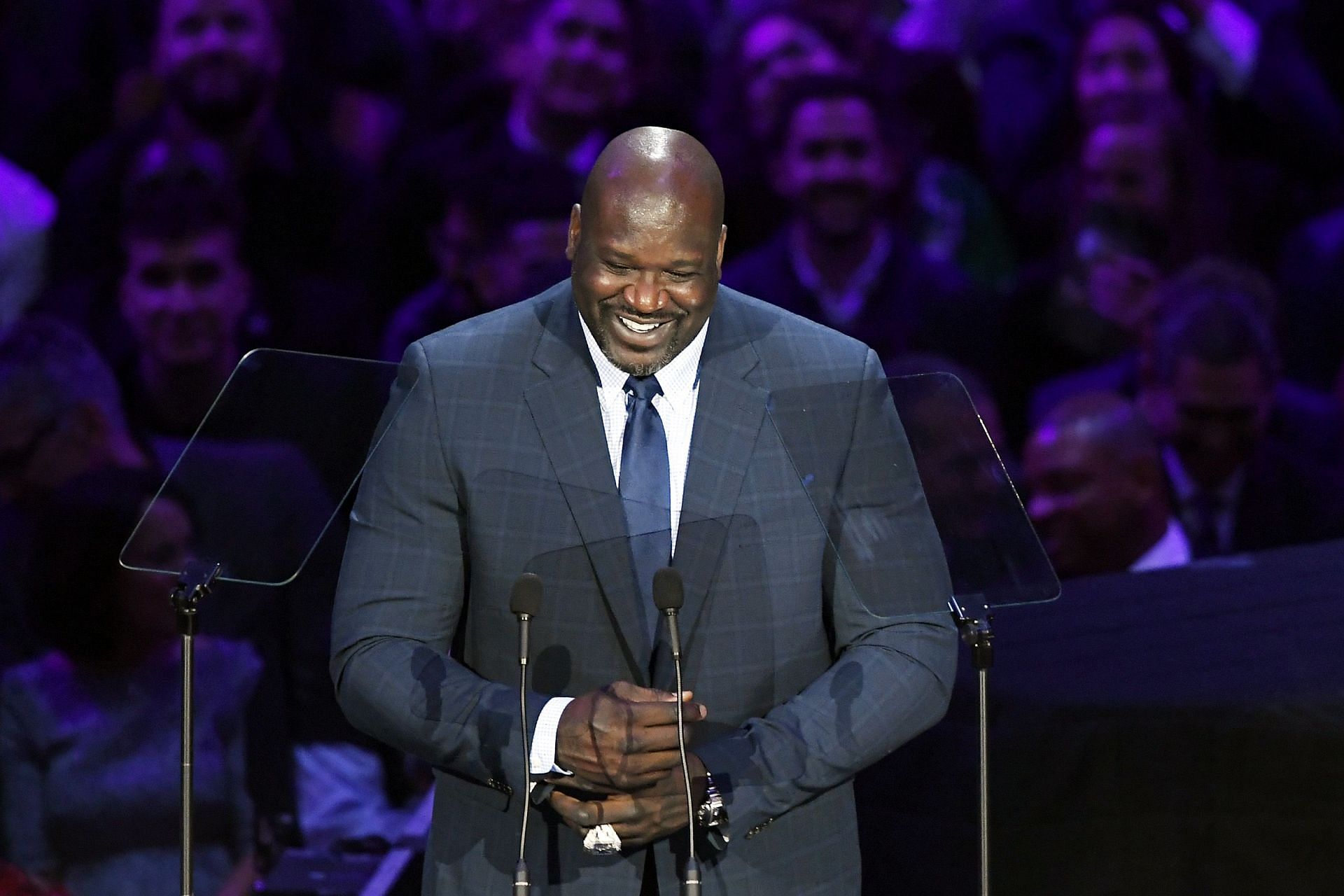 Shaquille O'Neal at The Celebration of Life for Kobe & Gianna Bryant.