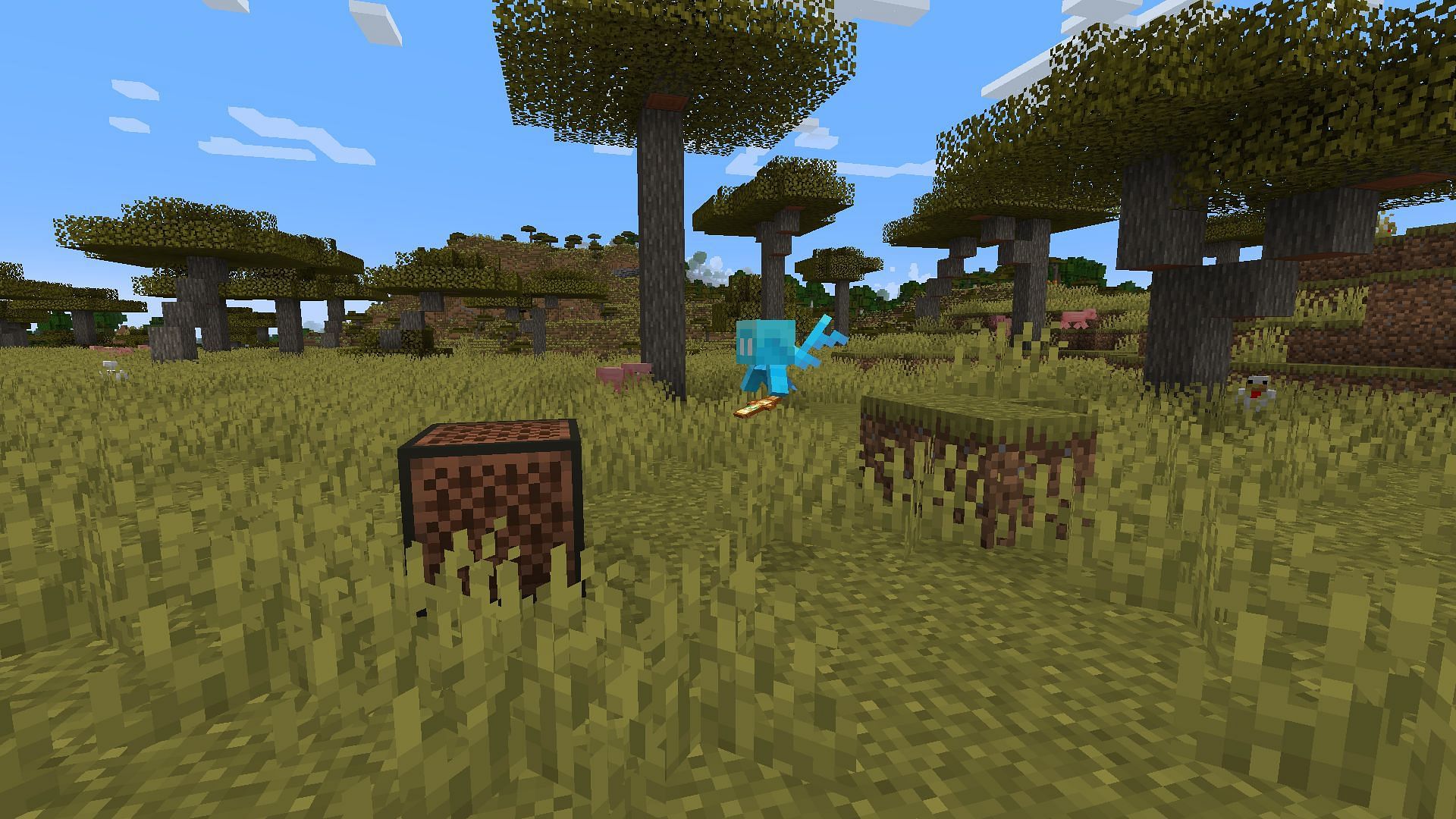 An allay approaching a noteblock (Image via Minecraft)