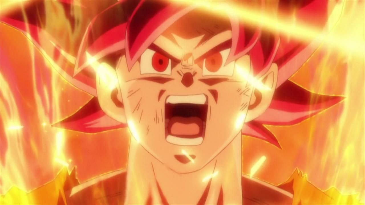 Goku seen as a Super Saiyan God (Image via Toei Animation)