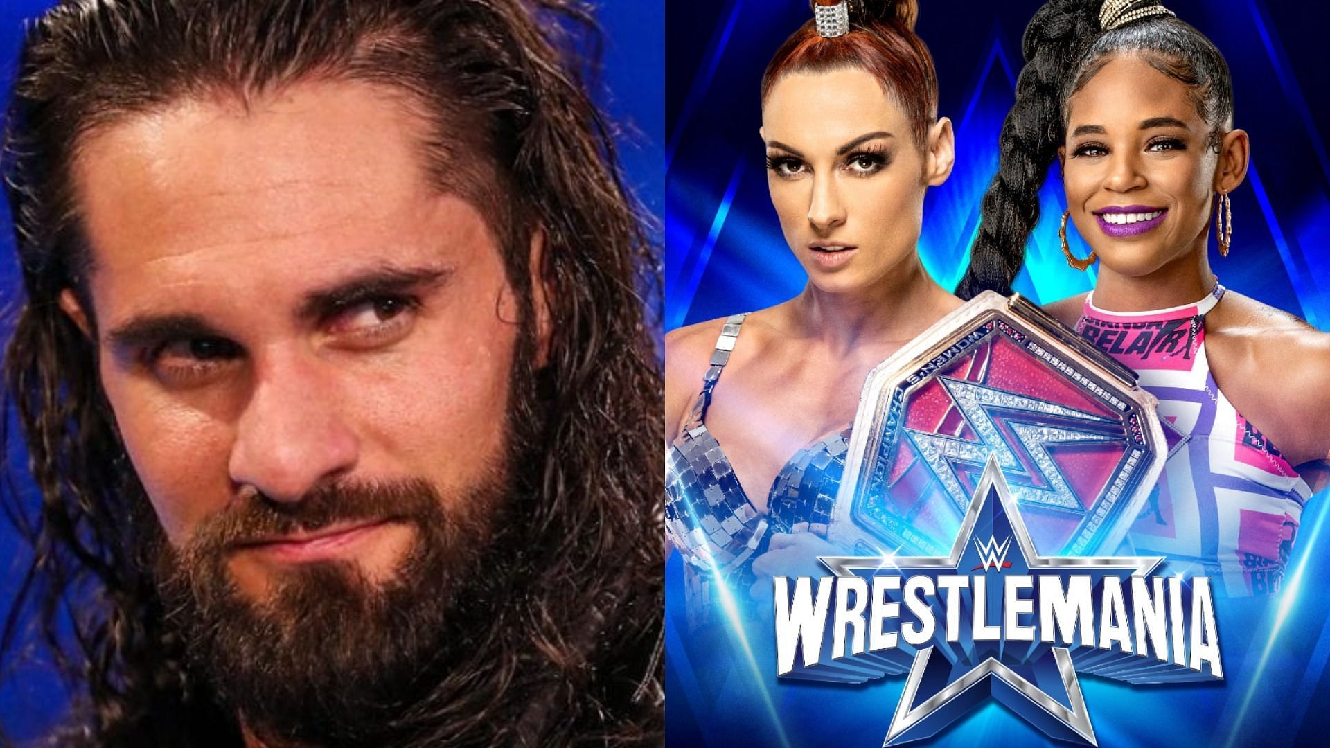 Seth Rollins (left); Becky Lynch, and Bianca Belair (right)