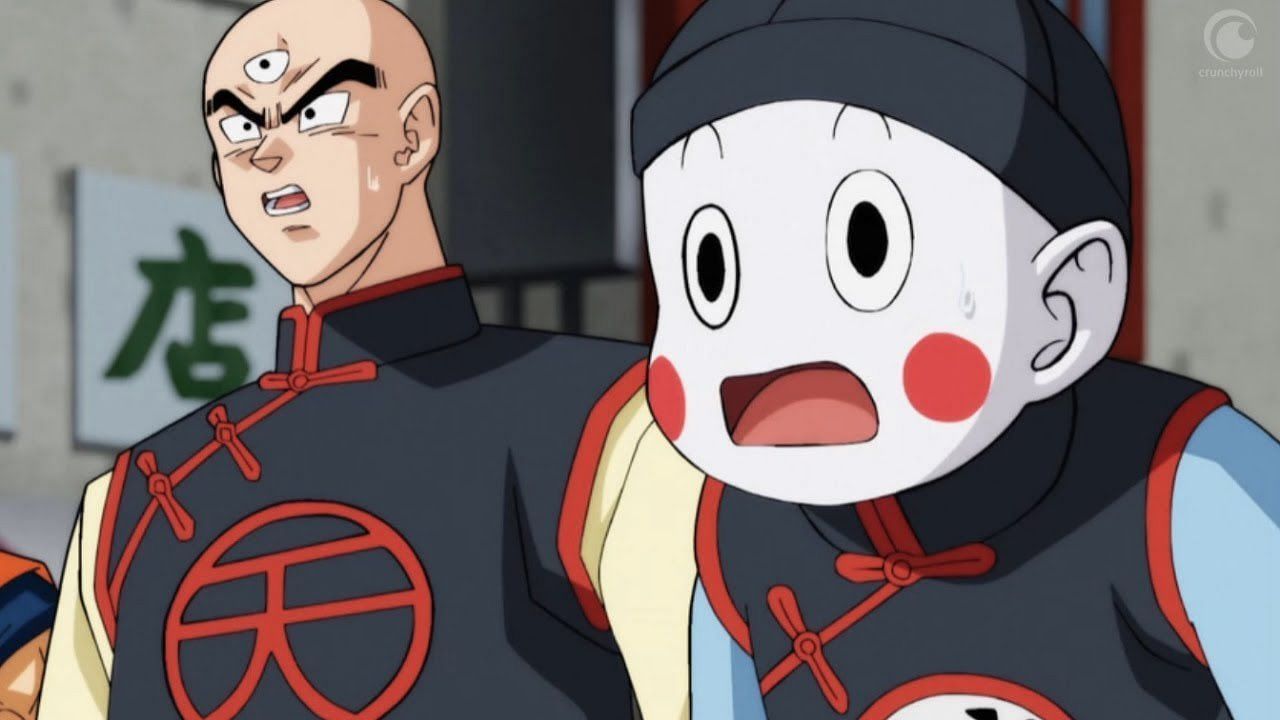 Chiaotzu (right) as seen in the Super anime (Image via Toei Animation)