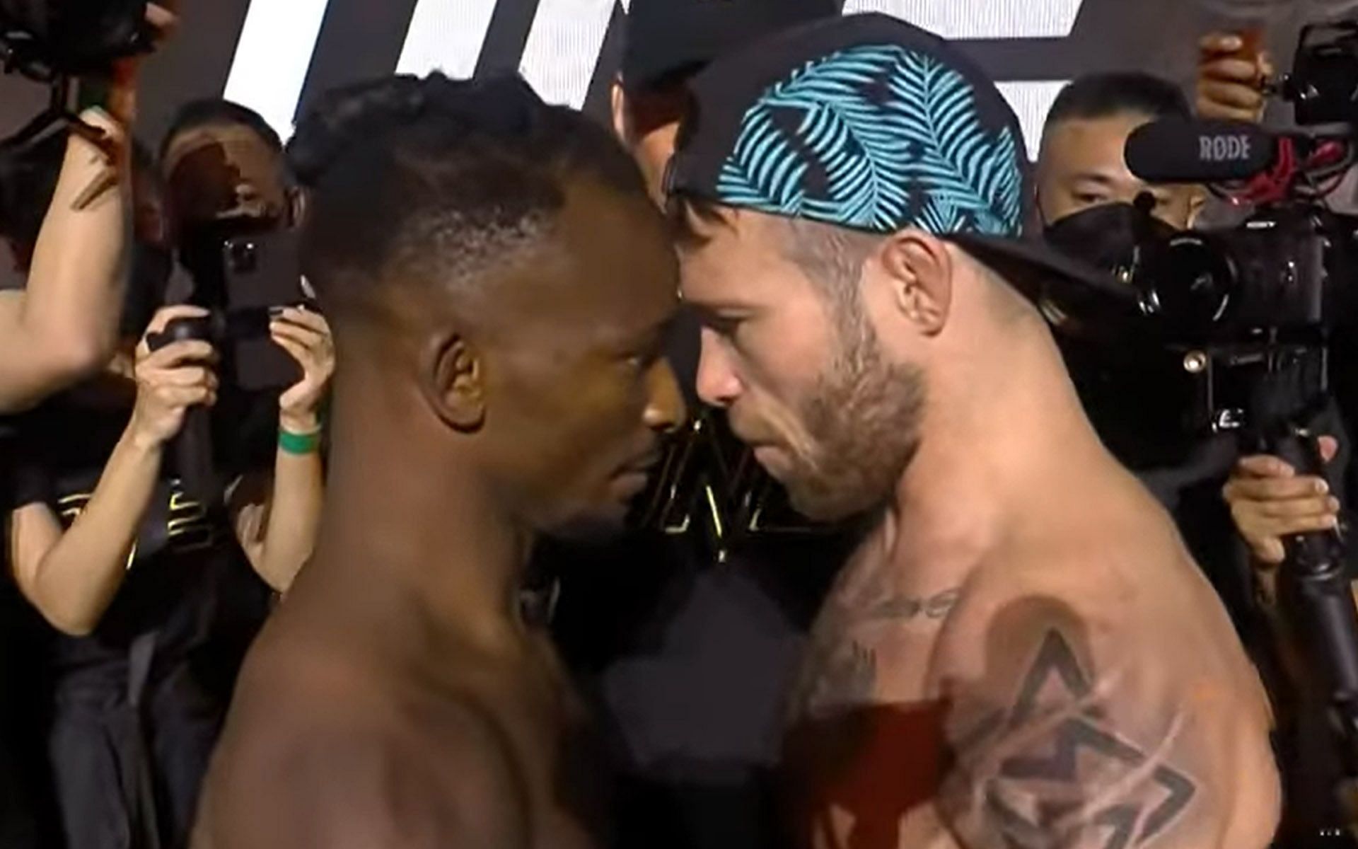 Jarred Brooks (R) and Bokang Masunyane (L) get up close and personal during their face off on Thursday night. | [Photo: ONE Championship]