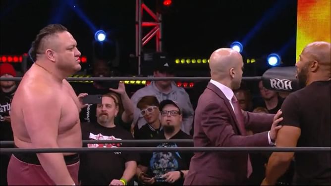 Jonathan Gresham retains the ROH World Championship at AEW Battle of the Belts; Samoa Joe confronts 7-foot tall giant after the match