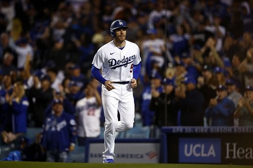 Freddie Freeman during last night's Cincinnati Reds v Dodgers game at Dodger Stadium in Los Angeles, California