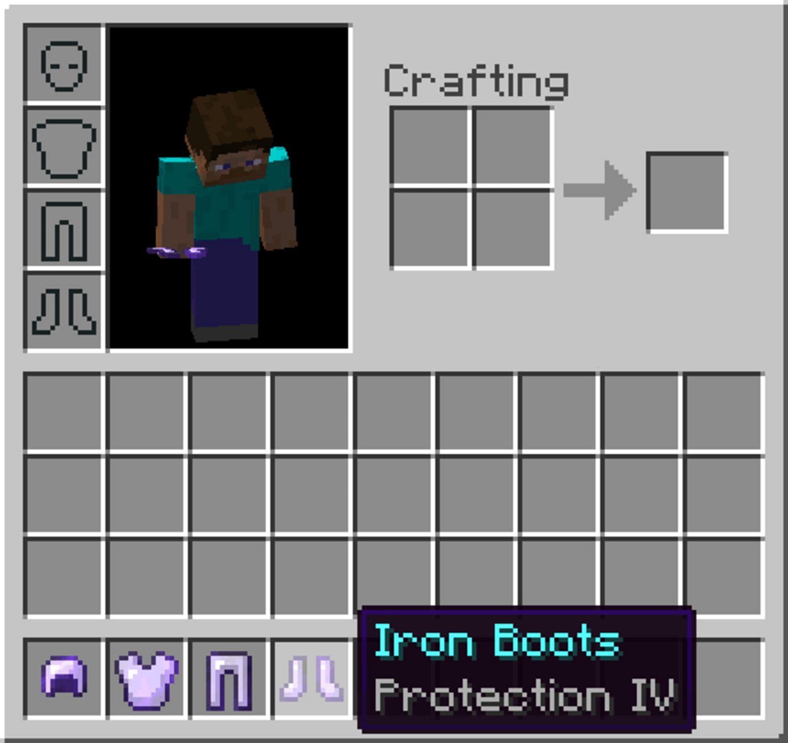 Iron boots enchanted with Protection (Image via Digminecraft)