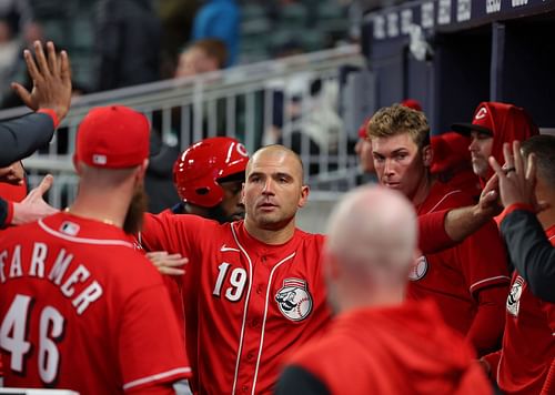 Cincinnati Reds slugger Joey Votto celebrating