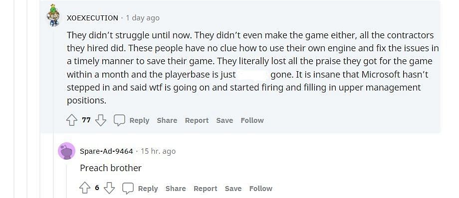 Player amazed how Microsoft hasn&#039;t looked into the game&#039;s developments yet (Imge via u/XOEXECUTION/Reddit)