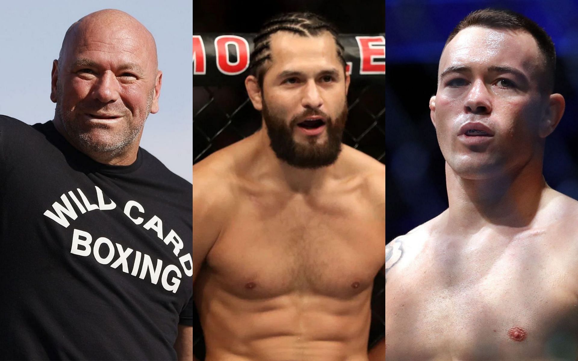 Dana White (left), Jorge Masvidal (center), Colby Covington (right)