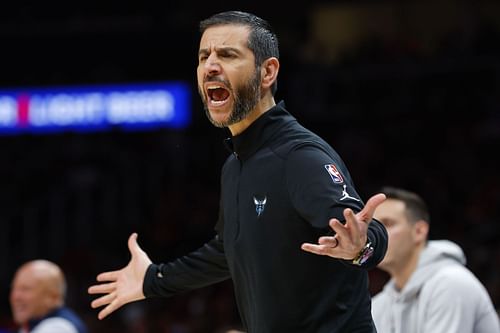 Charlotte Hornets coach James Borrego reacts against the Atlanta Hawks on April 13 in Atlanta, Georgia.