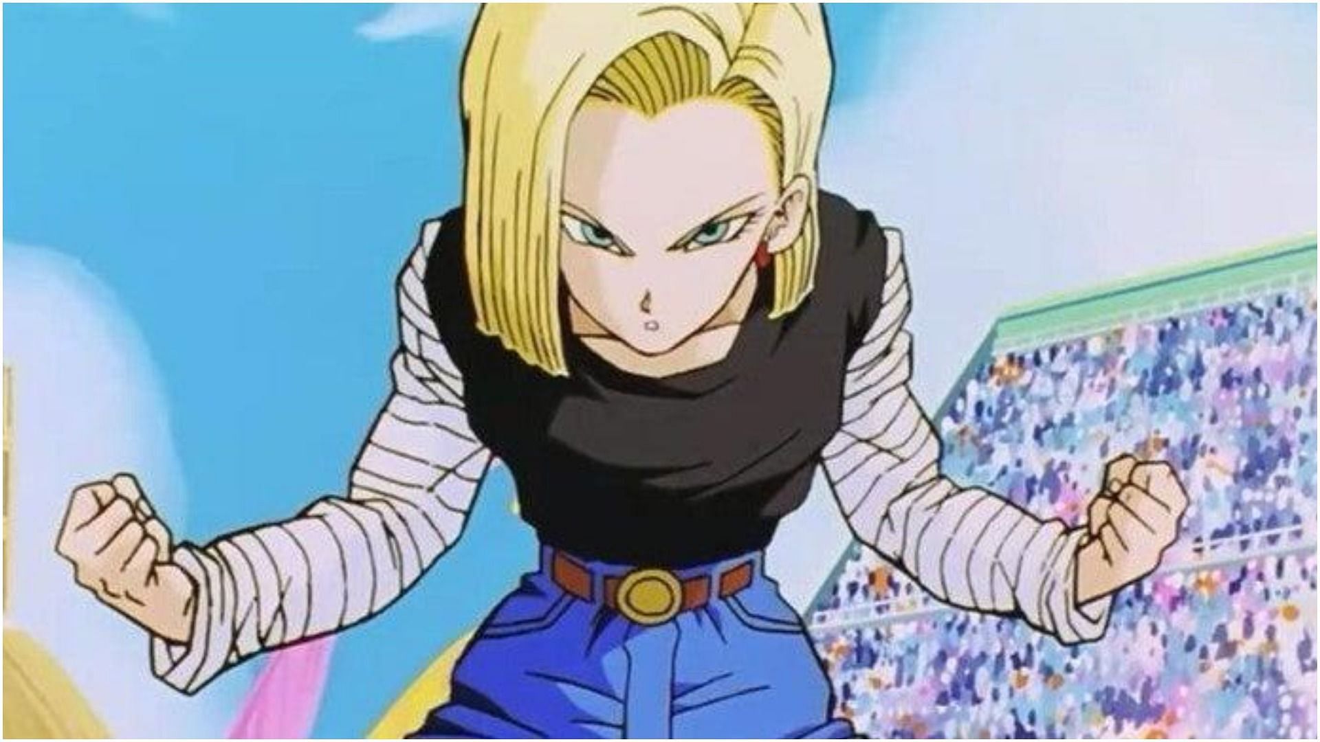 Android 18 as seen in the anime Dragon Ball (Image via Toei Animation)