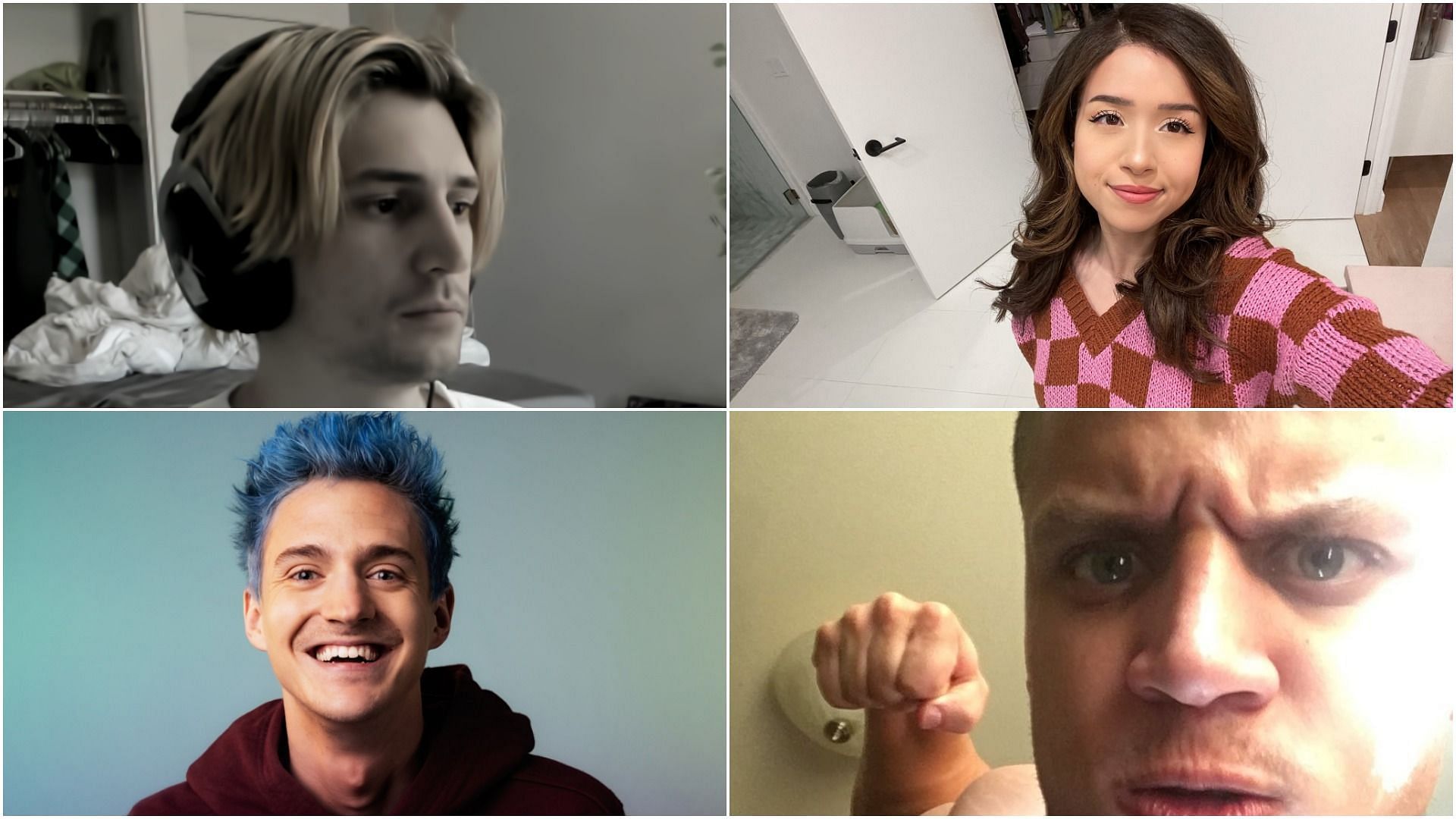 Even some of the most popular streamers on Twitch have done things they regret on stream (Images via xQc, Pokimane, Ninja, Tyler1/Twitter)