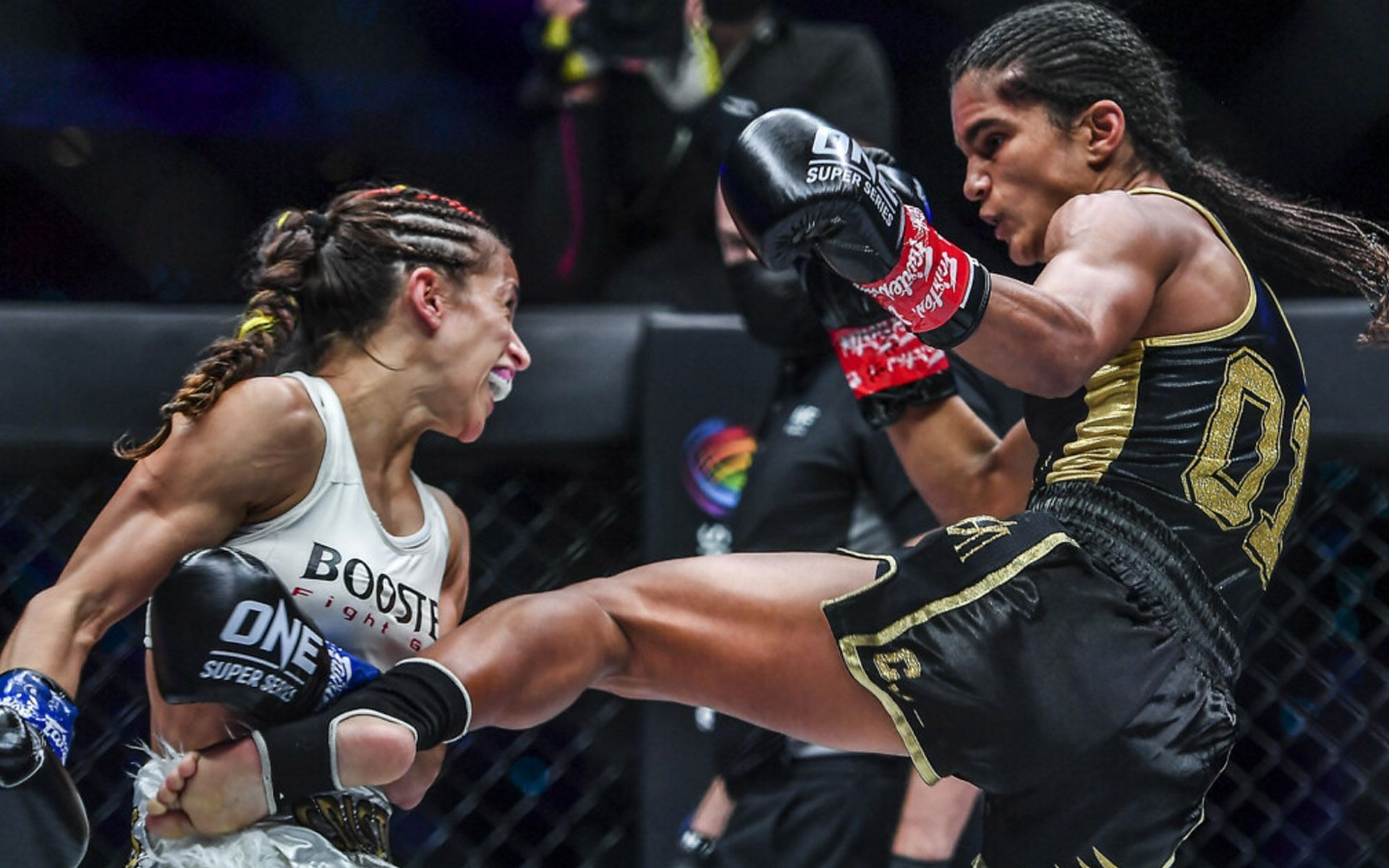 Anissa Meksen (R) is hoping to unleash her vicious strikes again in Muay Thai. | [Photo: ONE Championship]
