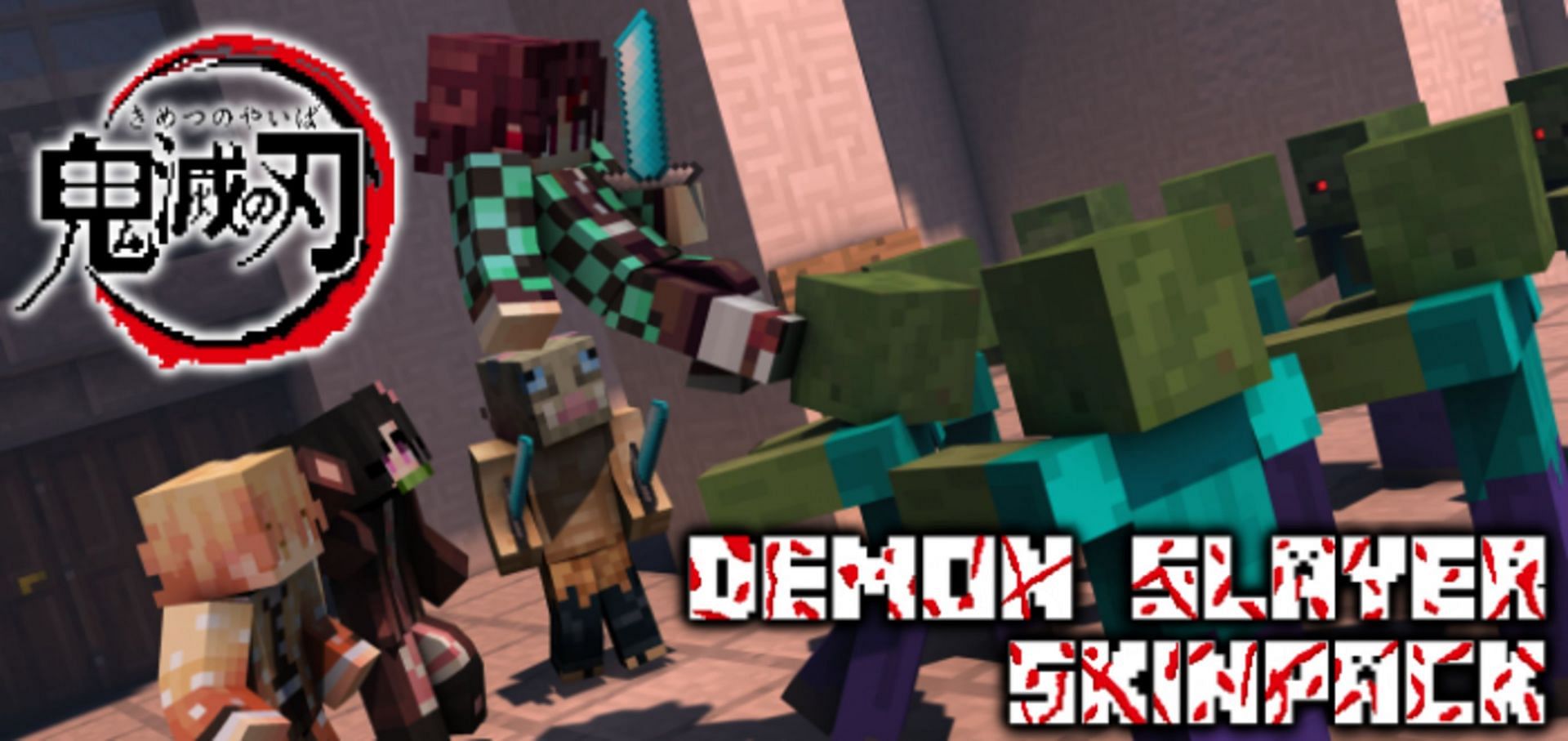 Use the Demon Slayer Corps skin against hostile mobs with this pack (Image via xKyberl17/Mcpedl)