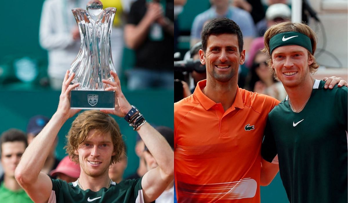 Andrey Rublev with the 2022 Serbia Open trophy