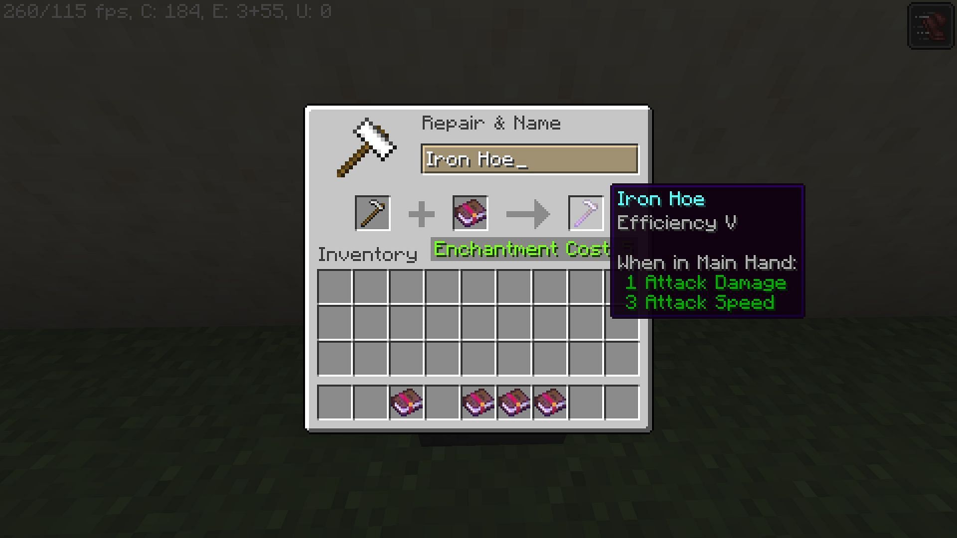 Efficiency 5 enchanted book (Image via Minecraft)