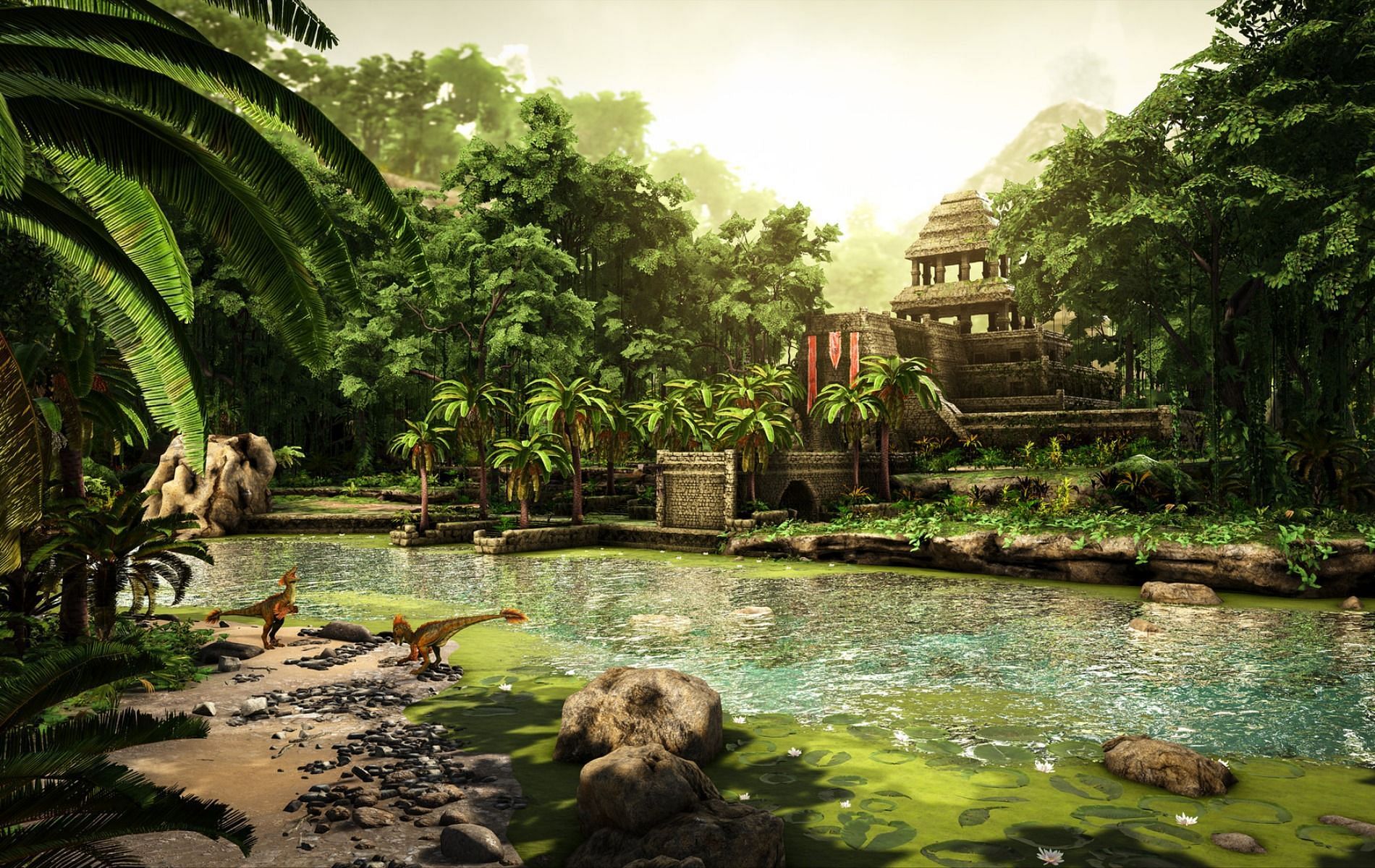 Mayan ruins base in ARK: Lost Island (Image via ARK)