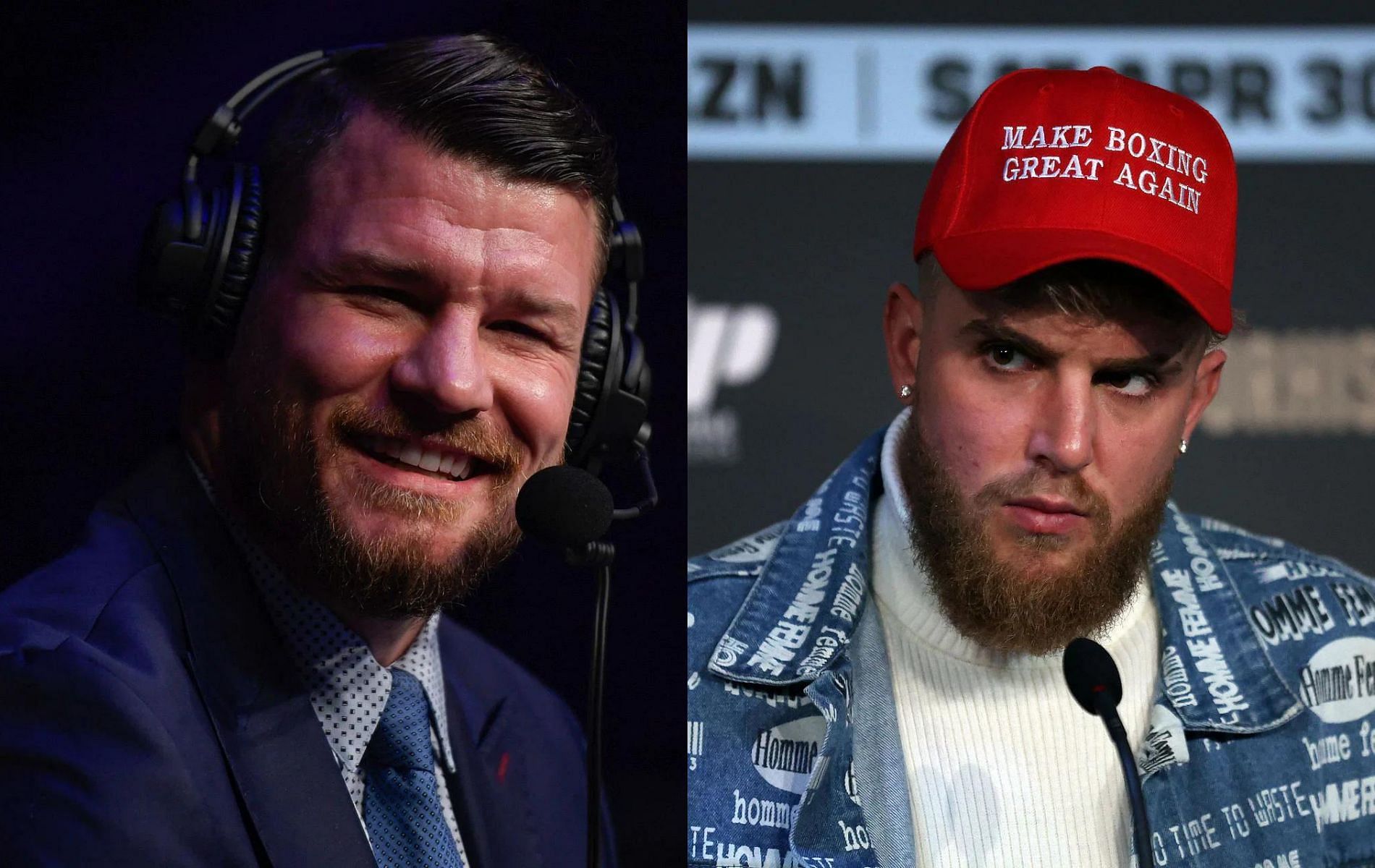 Michael Bisping (left) &amp; Jake Paul (right)