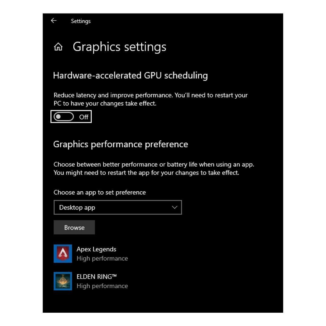 Windows graphics settings (Image via Sportskeeda)