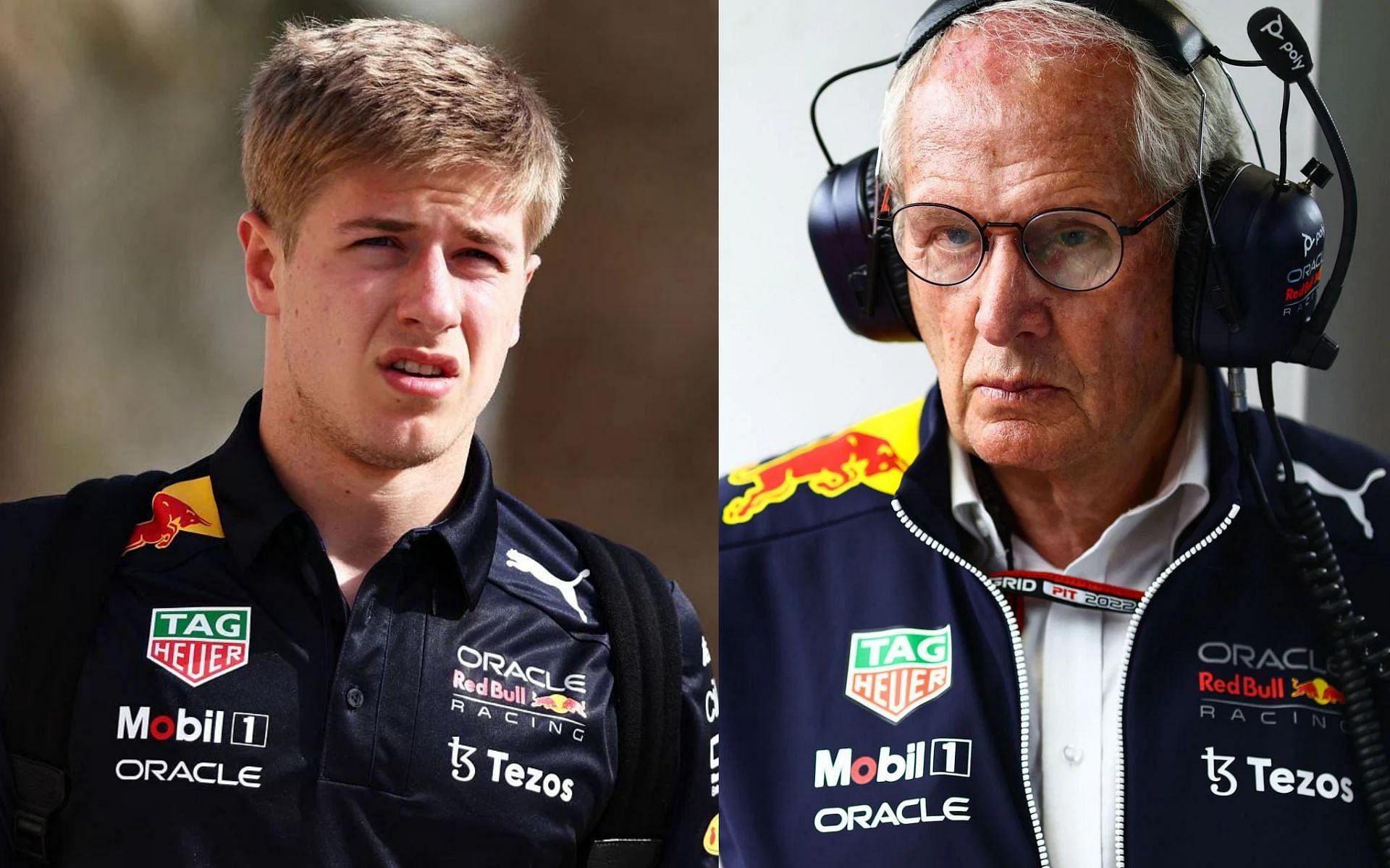 Red Bull junior driver Juri Vips (left) believes Helmut Marko&#039;s (right) methods yield results