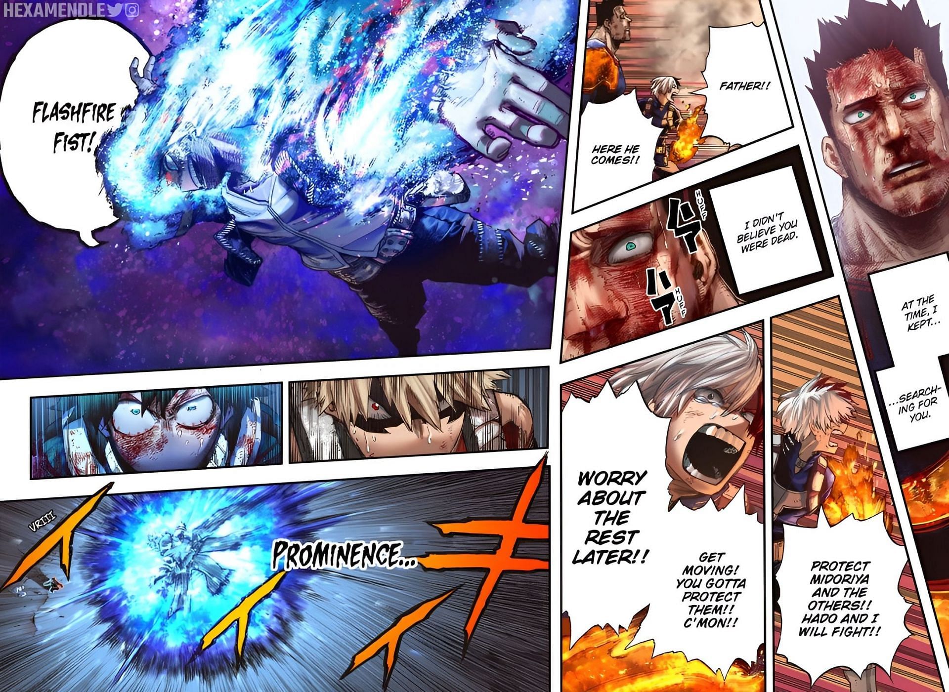 Dabi&#039;s Prominence Burn in My Hero Academia 291 (Image via Shueisha, colored by HEXAMENDLE)