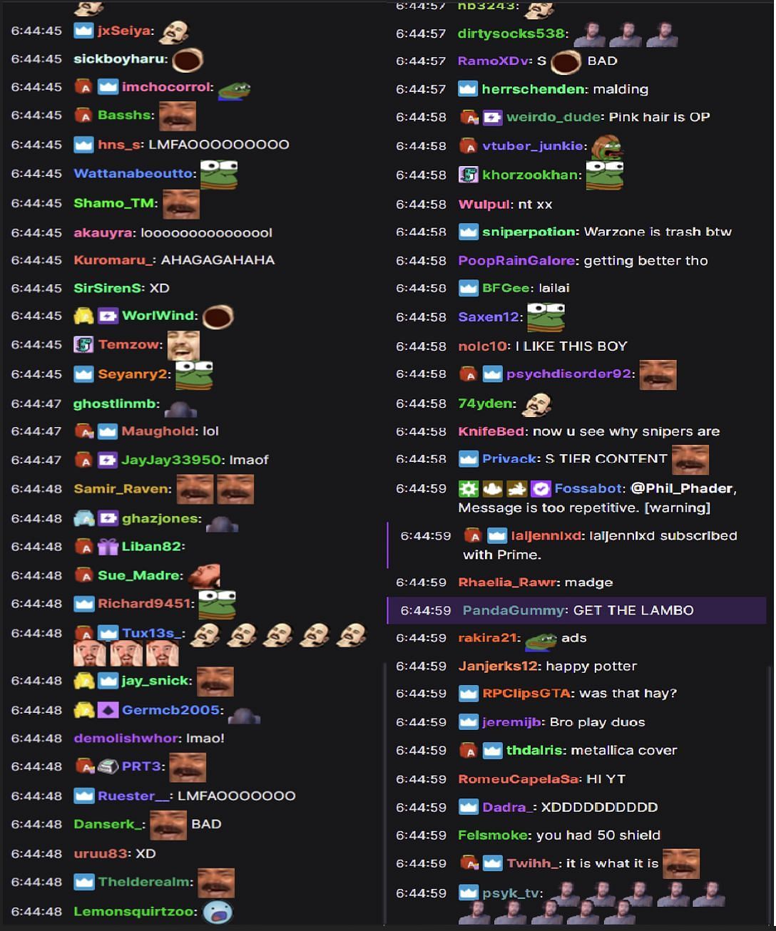 Fans reacting to the streamer&#039;s reaction (Images via Asmongold/Twitch chat)