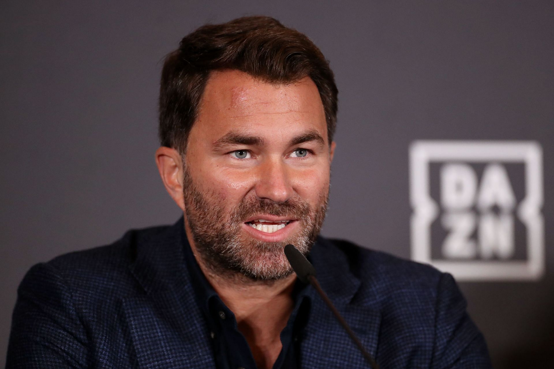 Eddie Hearn (pictured) is not convinced Tyson Fury can be ranked alongside Muhammad Ali.