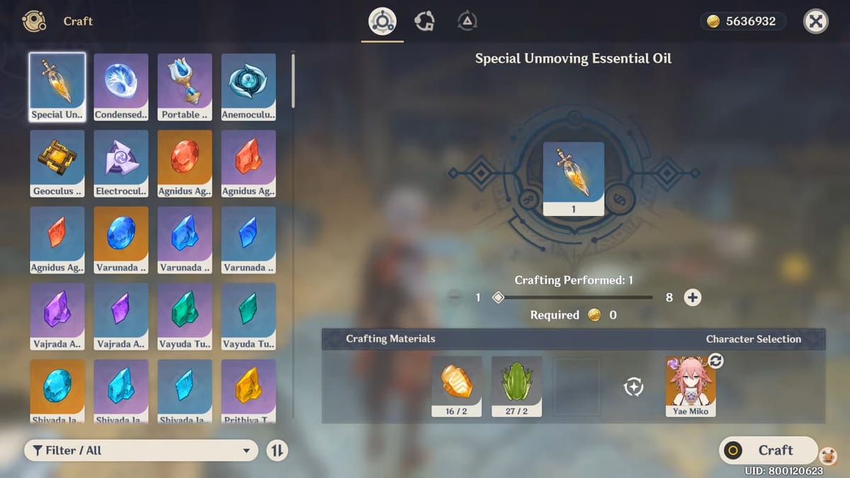 How to make 3 special unmoving essential oil in Genshin Impact