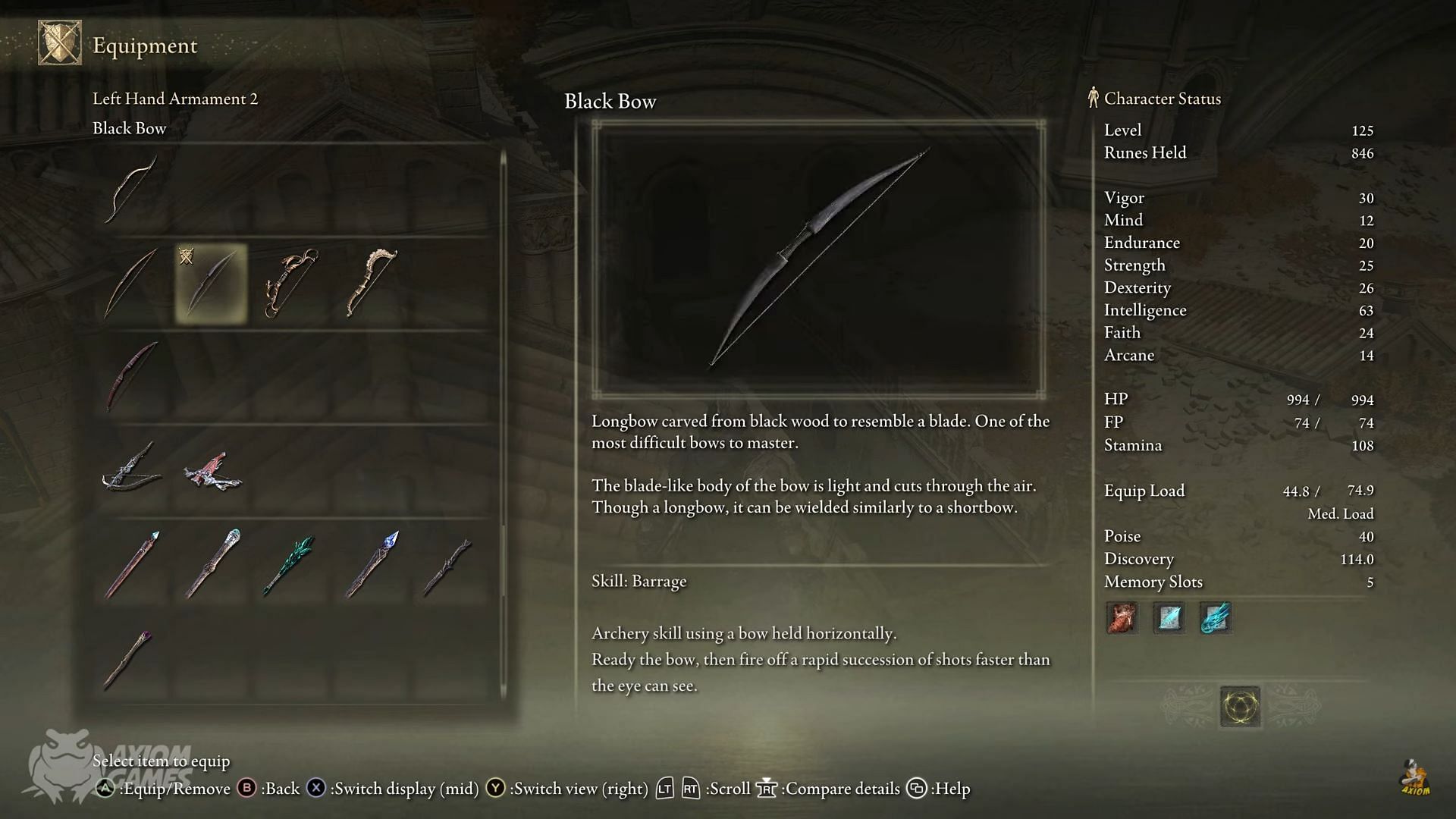 How to equip bow in elden ring