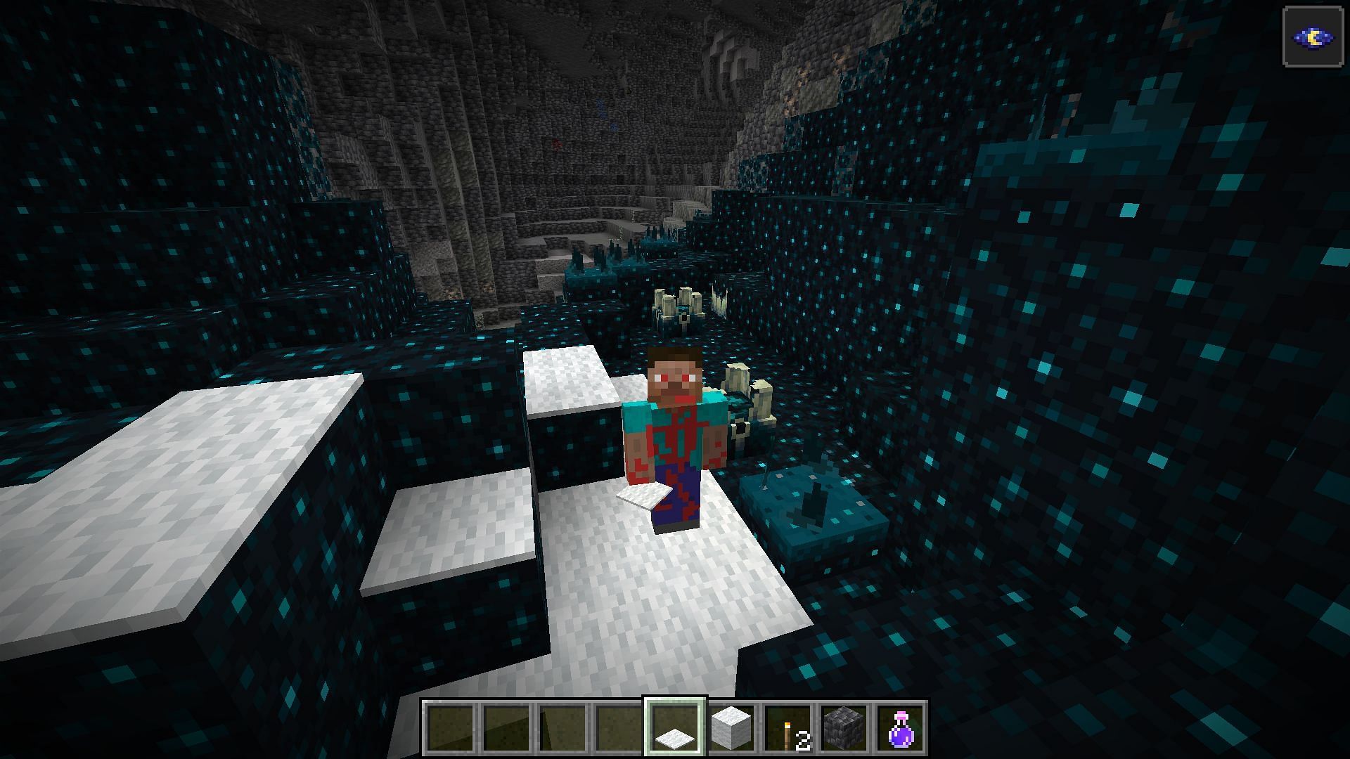Place loads of wool items in the Deep Dark Biome (Image via Minecraft 1.19 snapshot)