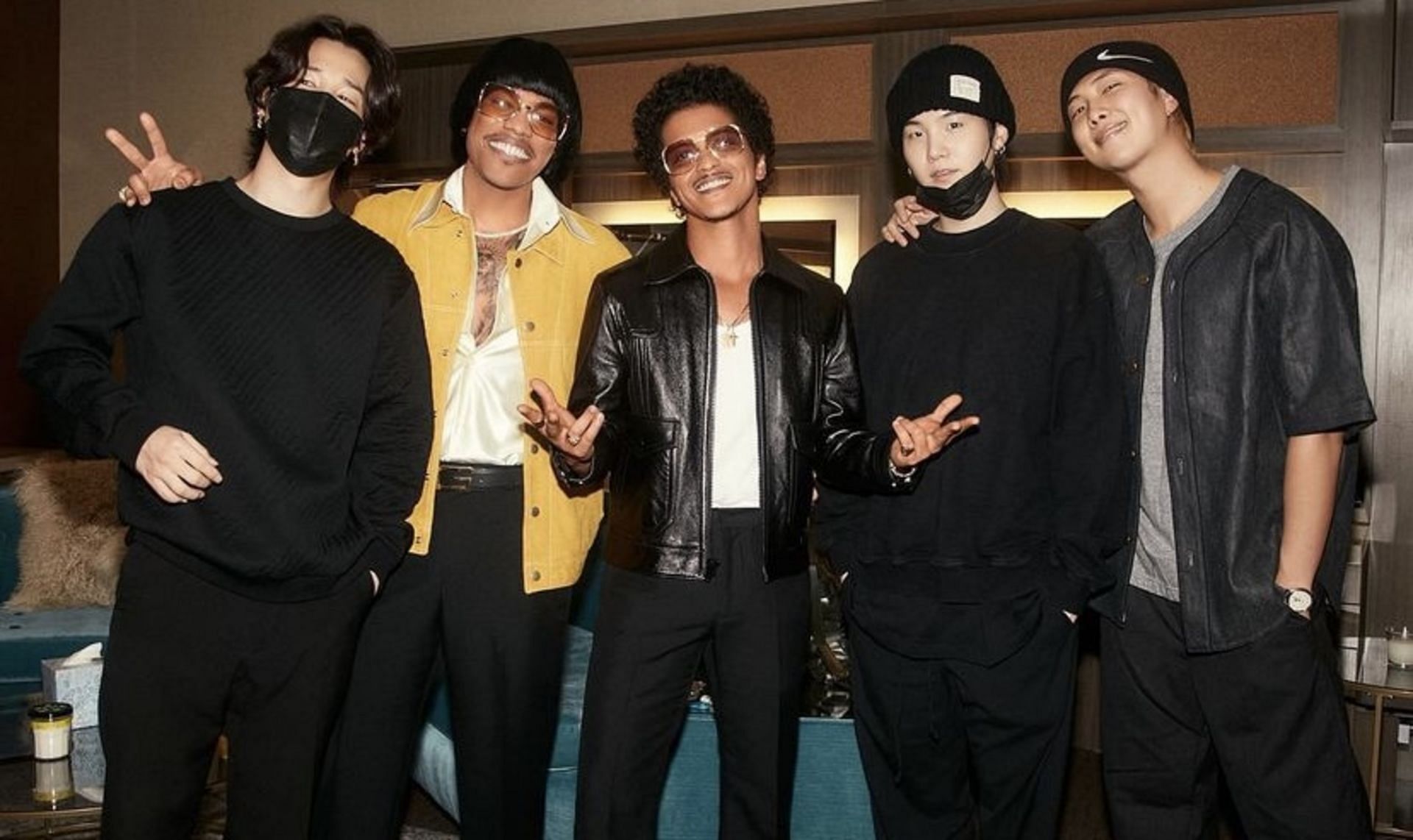 BTS attends the Silk Sonic show in Las Vegas (Image via @brunomars/Instagram)