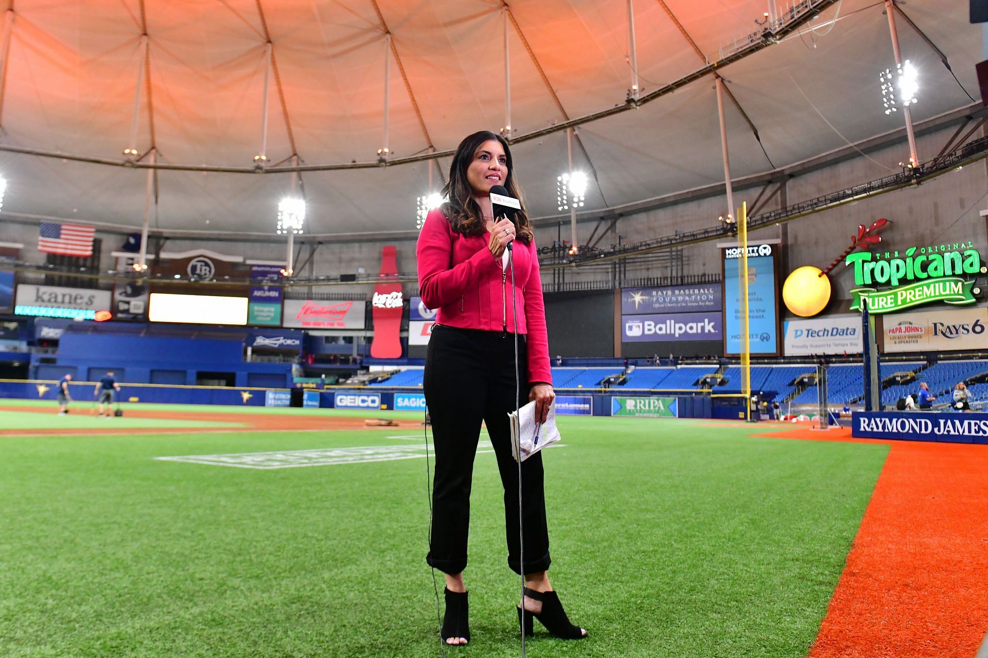 Alanna Rizzo reporting on a Baltimore Orioles v Tampa Bay Rays game