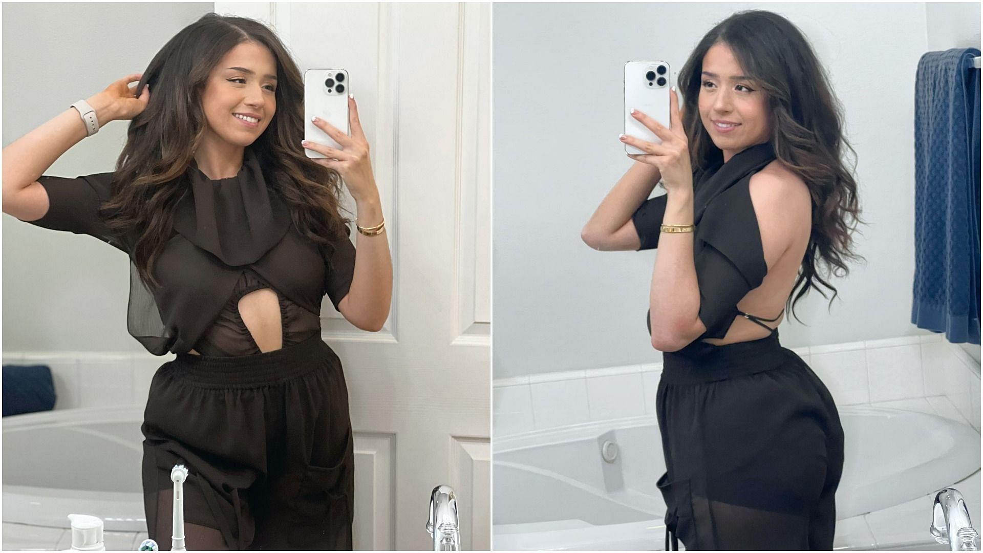 Pokimane shows off her new backless outfit (Image via Pokimane/Twitter)