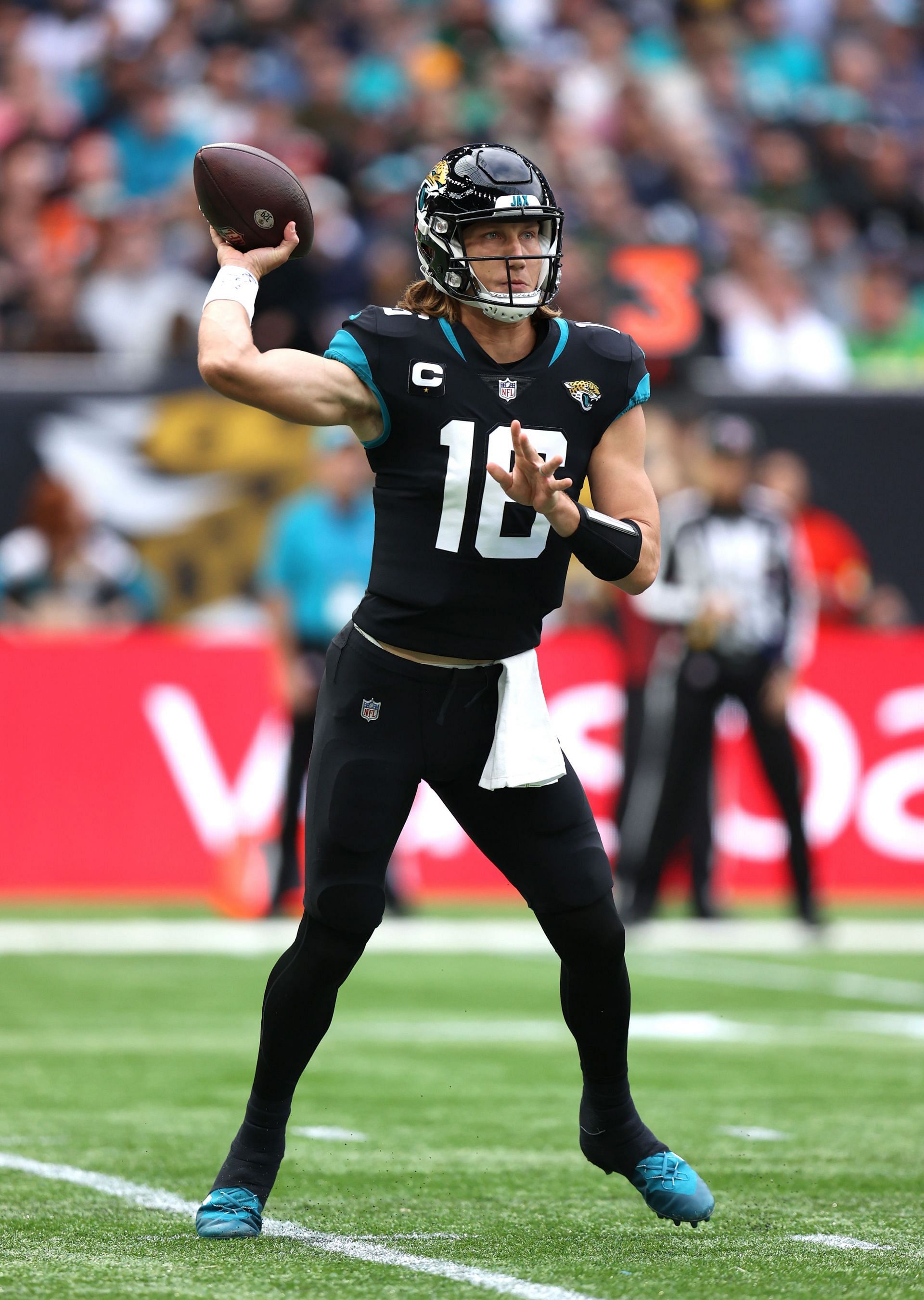 Jacksonville Jaguars QB Trevor Lawrence at Wembley Stadium in London.