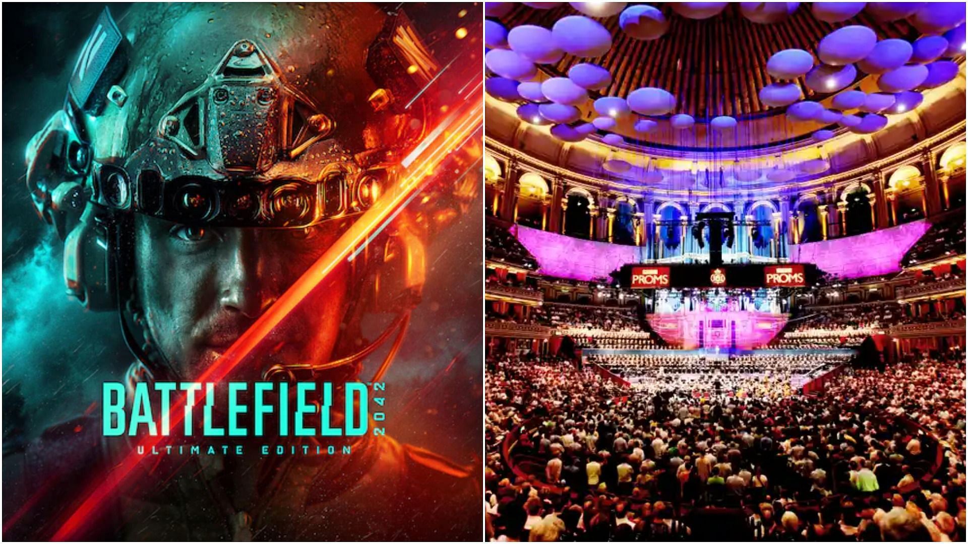 Soundtracks from Battlefield 2042 will be played at this year&#039;s BBC prom (Images via DICE, Guardian)