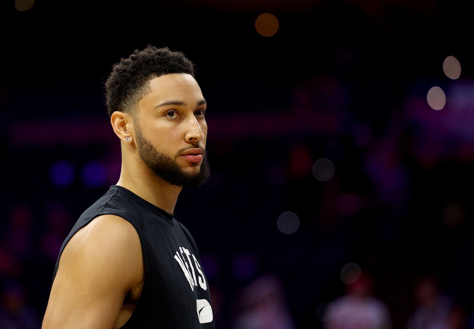 Ben Simmons of the Brooklyn Nets during warmups.