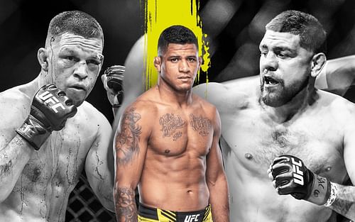 Nate Diaz (left), Gilbert Burns (center) & Nick Diaz (right) [Image Credits- UFC.com]