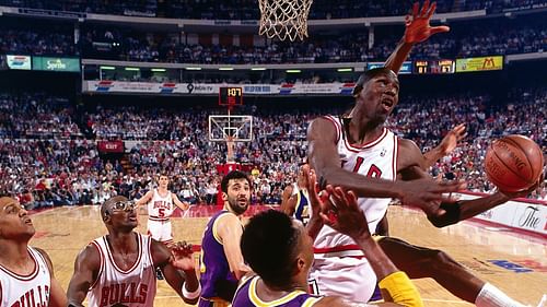 Michael Jordan against the LA Lakers. (Photo: NBA.com)