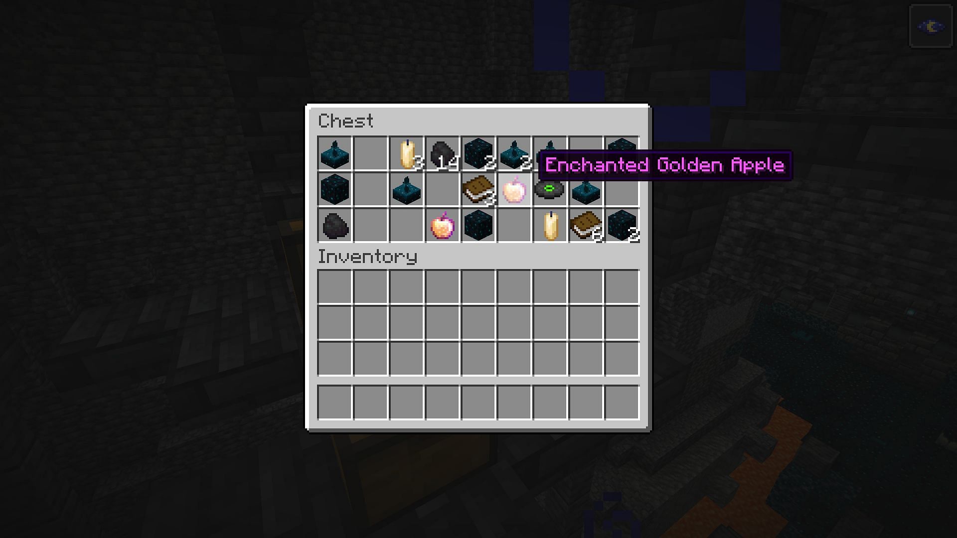 Enchanted golden apple in Ancient City chest (Image via Mojang)