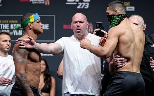 From left to right: Gilbert Burns, Dana White and Khamzat Chimaev [Image Courtesy: @khamzat_chimaev on Instagram]