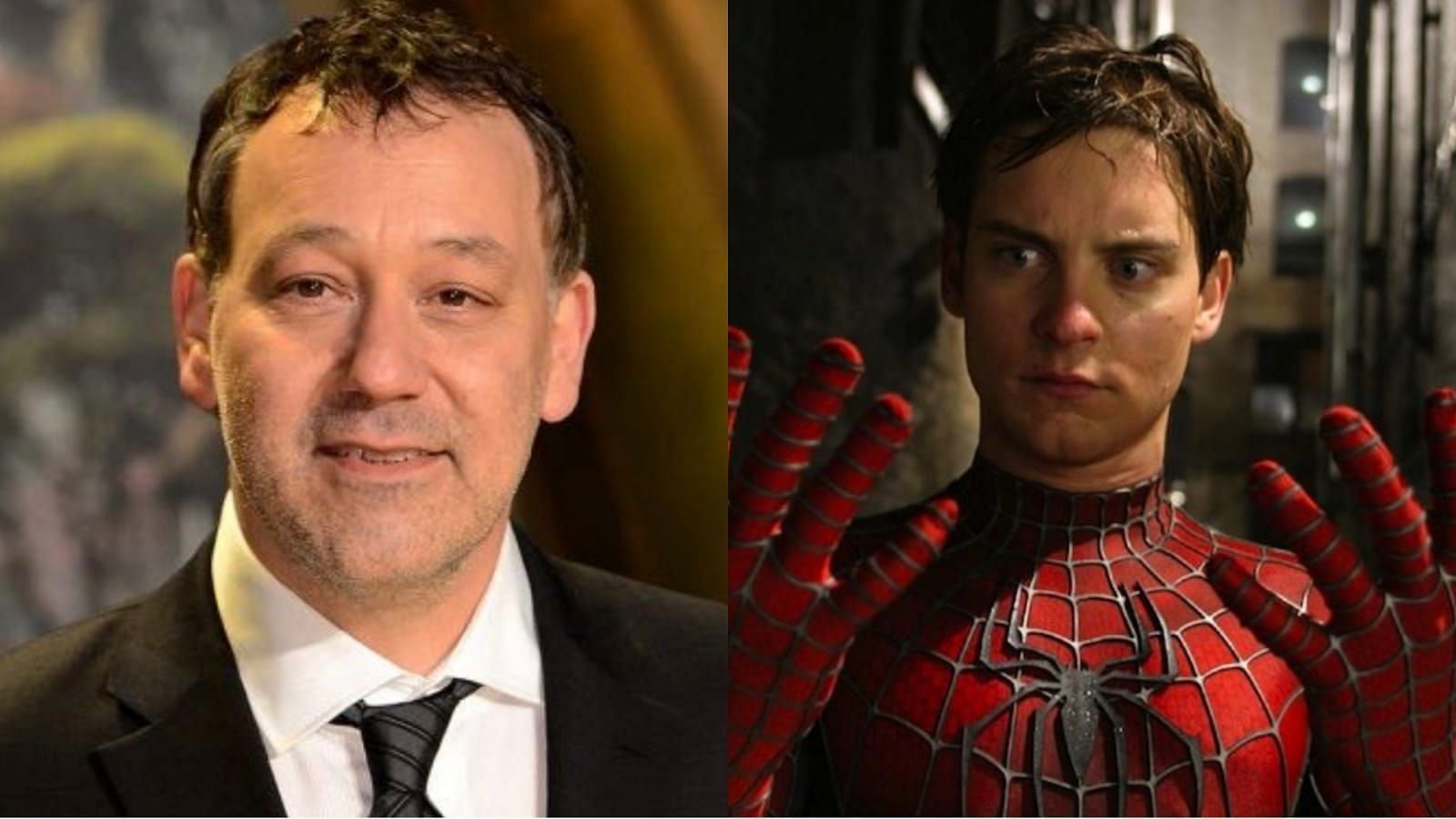 Sam Raimi and Tobey Maguire (Image via Twitter and Sony Pictures Entertainment)