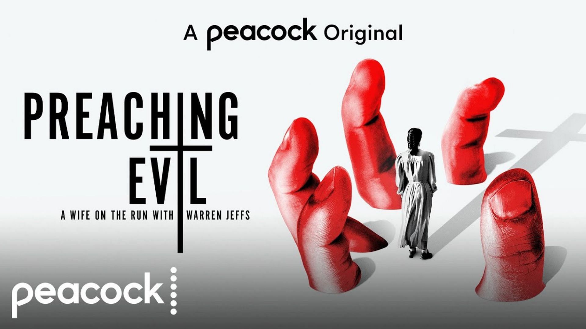 The promotional poster for Preaching Evil: A Wife on the Run with Warren Jeffs (Image via Peacock)