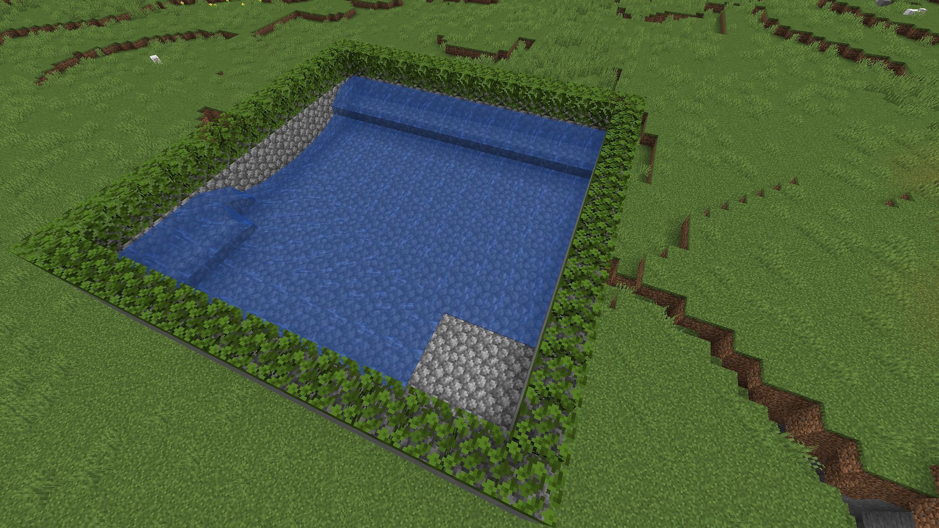 The platform with the water added (Image via Minecraft)